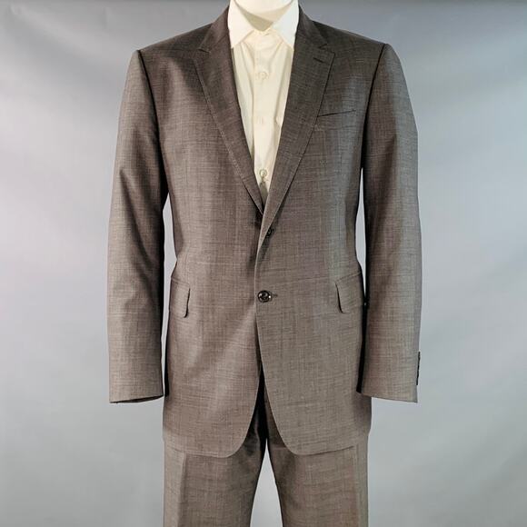 BURBERRY Size 46 Regular Grey Virgin Wool Notch Lapel Suit - Picture 1 of 16